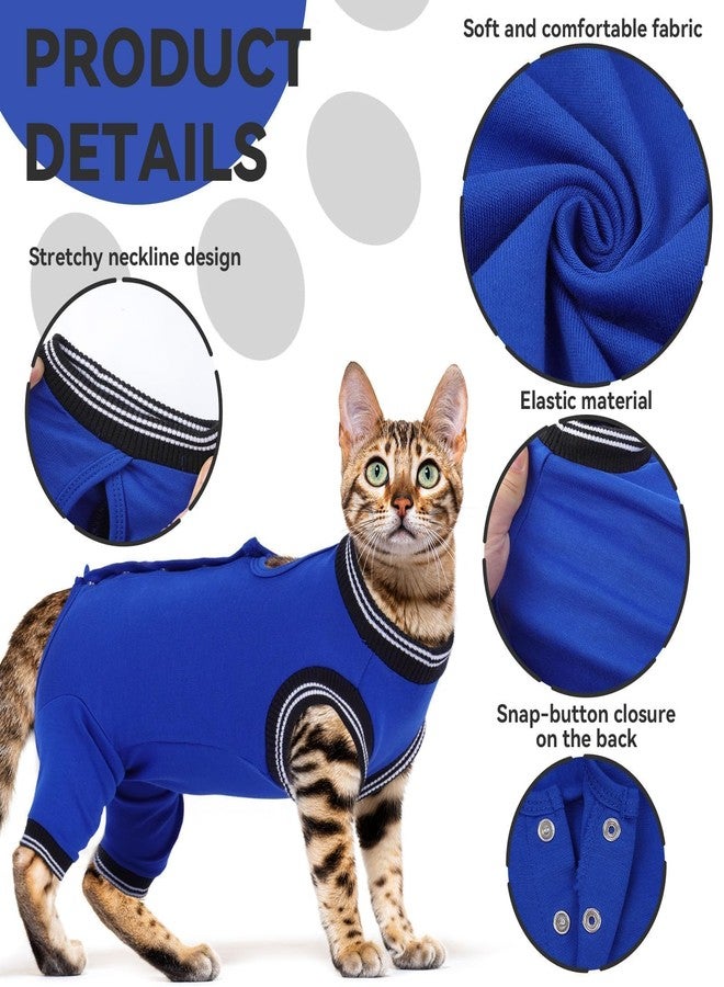 T'CHAQUE Cat Clothes Surgery Recovery Suit for Female Male, Cat Onesie Pet Surgical Pajamas Hind Legs Long Sleeve, Abdominal Wound Skin Diseases, E-Collar Alternative, Spay Recovery Suit, RoyalBlue-XL - Image 5
