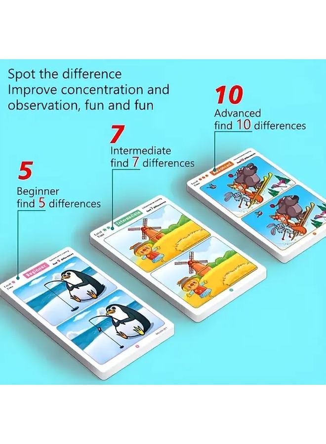 متوسط 12 قطعة ابحث عن الاختلافات في الصور لعبة البطاقات القابلة للمسح للأطفال من عمر 3 سنوات فما فوق - Image 3