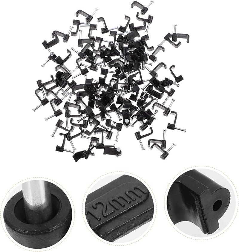 المشابك السوداء نصفية 1 8X1 7 سم 100 قطعة لدعم الكابلات والأنابيب تركيب على الحائط أسطح الطوب - Image 3