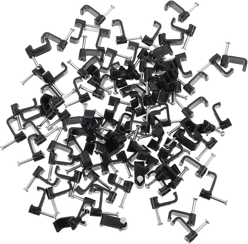 المشابك السوداء نصفية 1 8X1 7 سم 100 قطعة لدعم الكابلات والأنابيب تركيب على الحائط أسطح الطوب - Image 1