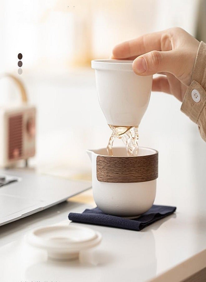 McDou Travel Ceramic Teapot Set,  Teapot Cup Set 1 Pot 2 Mini Tea Cups with Carrying Bag All-in-one Kung Fu Tea Set for Office, Business, Outdoor and Home - Image 5