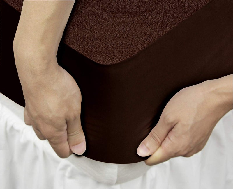 Smart Comfort Smart Comfort Waterproof DustProof Terry Cotton Mattress Protector TPU Coating in Back Noiseless Soft to Touch Breathable Fabric Lycra on 4 Sides Easy Fit Brown Queen - Image 5