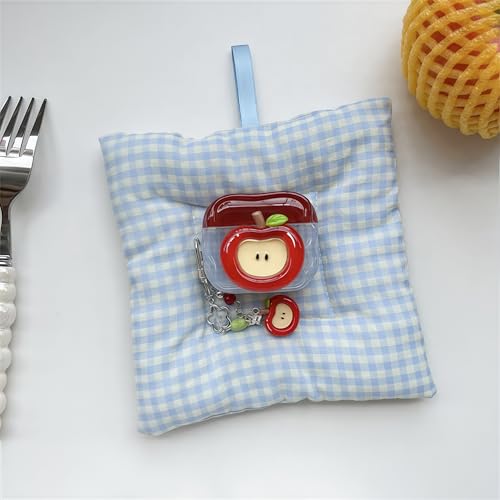 SGVAHY for AirPods 4 Case with Keychain Cute 3D Red Apple Pattern Design Soft Silicone Cover for Women Girls Anti-Fall Shockproof Protective Case for AirPods 4th Generation - Image 4