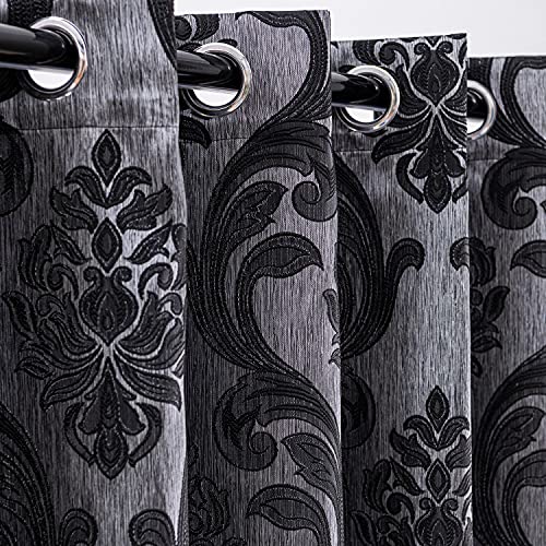 NAPEARL Damask Curtains for Living Room, Gothic Curtains Drapes with Floral Patterns, Black Victorian Curtains for Bedroom 84 Inch Length, Set of 2 Panels, Each 52 x 108 Inches - Image 4