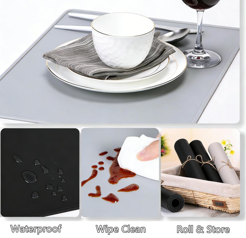 IYYI Silicone Placemats, Silicone Mats for Kitchen Counter Set of 2-Gray - Image 4