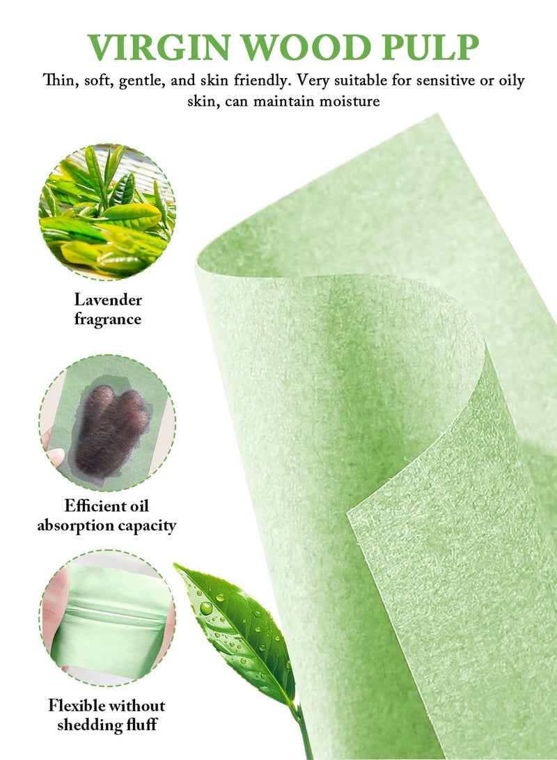 تيميفلاي مناديل امتصاص الزيوت للوجه، 200 منديل، مناديل امتصاص الزيوت بالشاي الأخضر للبشرة الدهنية مع مرآة محمولة وإسفنجة مكياج، مناديل امتصاص الزيوت للوجه - Image 3