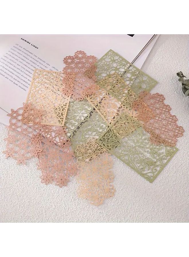 10 Pieces Hollow Dream Lace Paper For Scrapbooking Art Journaling DIY Crafts Notebook Decoration Party Supplies Brown Elegant Paper Embellishments For Collage Stationery Gift Decor - Image 1