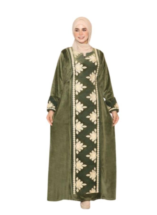 Generic - A velor galabiya decorated with a pattern with a belt, worn from 80 kg to 120 kg - Image 1