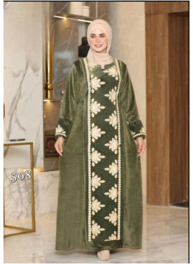 Generic - A velor galabiya decorated with a pattern with a belt, worn from 80 kg to 120 kg - Image 1
