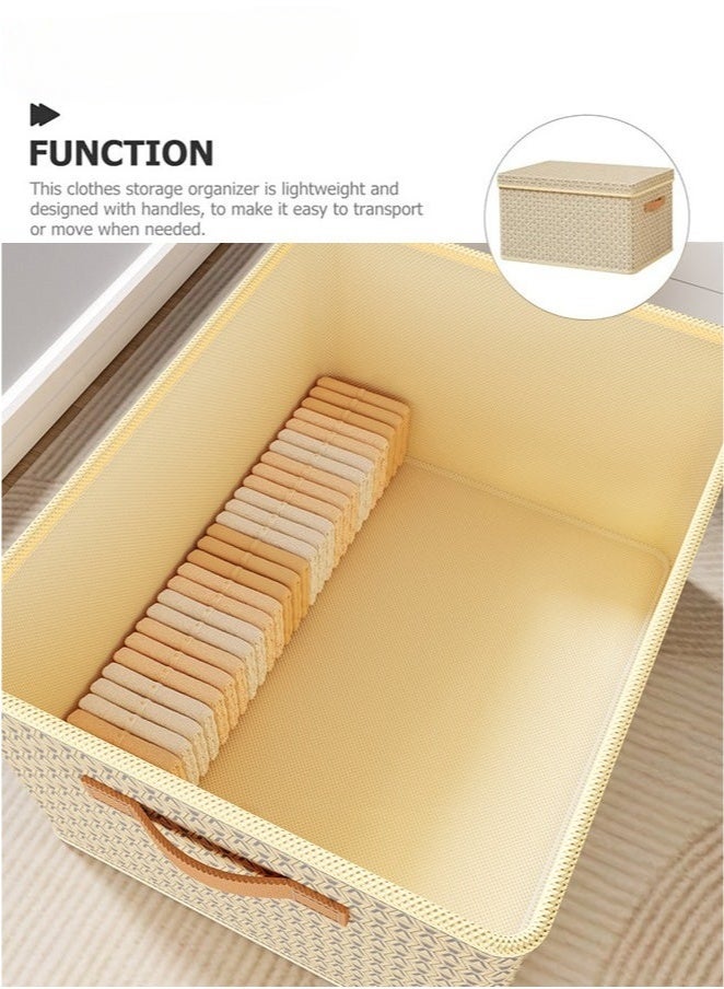 WINEENEE Foldable Closet Organizer Storage Bins Set 2 Piece Large Capacity Steel Frame Collapsible Linen Fabric Boxes with Removable Lids and Handles Washable Storage for Bedroom Closet Office Living Room Bedding Blankets Toys 42x30x20cm - Image 5