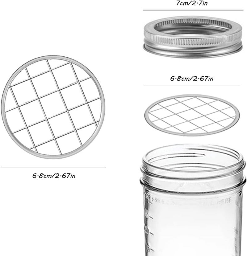 DLAND 20 Pieces Mason Jar Flower Frog Holder Lid Arrangement Flower Insert Lid Grid Organizer Lid Metal with Square Grids for Regular Standard Mouth Canning Jar. - Image 2