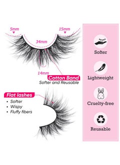 Focipeysa Lashes Natural Look 18Mm 3D Strips Lashes Wispy False Eyelashes Wispy Faux Mink Lashes Fluffy Cat Eye Lashes Natrual Faux Mink Lashes  - Image 1