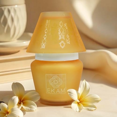 EKAM Scented Frost Glass Lampshade Candle | Vanilla Scented Candle | Luxury Fragrances| Ideal for Home Decor, Aromatherapy & Gifting | 22 Hours Burn time |114 g - Image 1