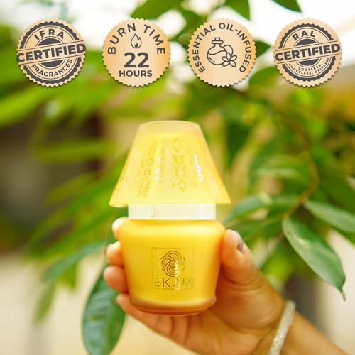 EKAM Scented Frost Glass Lampshade Candle | Vanilla Scented Candle | Luxury Fragrances| Ideal for Home Decor, Aromatherapy & Gifting | 22 Hours Burn time |114 g - Image 2