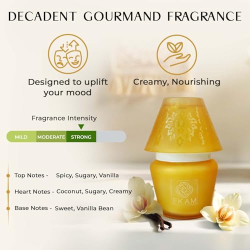 EKAM Scented Frost Glass Lampshade Candle | Vanilla Scented Candle | Luxury Fragrances| Ideal for Home Decor, Aromatherapy & Gifting | 22 Hours Burn time |114 g - Image 5