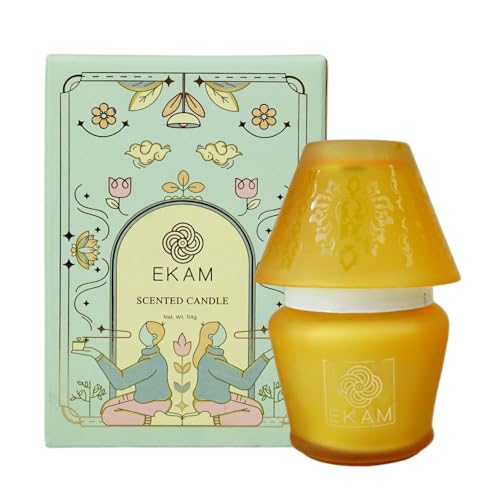 EKAM Scented Frost Glass Lampshade Candle | Vanilla Scented Candle | Luxury Fragrances| Ideal for Home Decor, Aromatherapy & Gifting | 22 Hours Burn time |114 g - Image 3