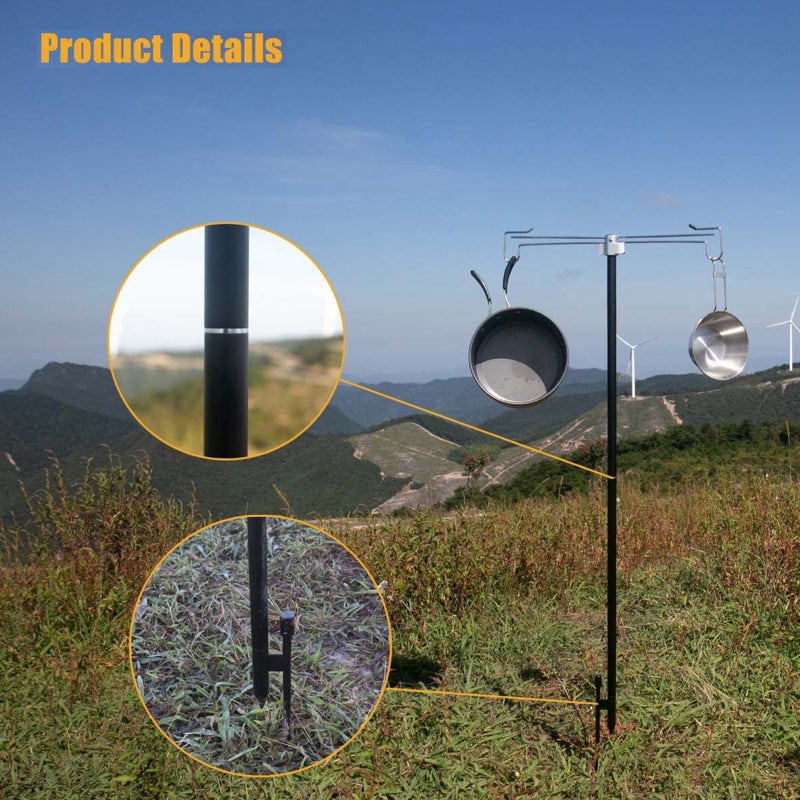 sundick Aluminum Alloy Lantern Stand 73.2" Adjustable Height Collapsible Pole - Rust-Free Anodized Lightweight Camping Hanger for Outdoor Garden Solar Lights - Image 2