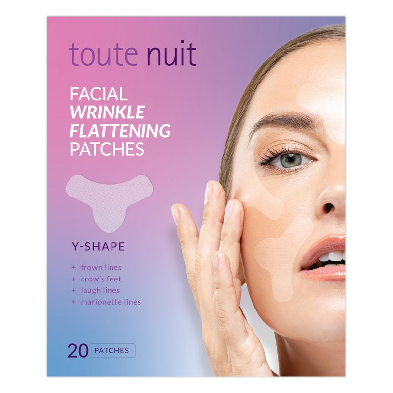 Toute Nuit by Mimiko Inc. Toute Nuit Wrinkle Patches â€“ Y Shape â€“ Face Tape for Forehead, Between the Eyes & Around Mouth â€“ Hypoallergenic Anti Wrinkle Patches â€“ 20 Count, Made in USA - Image 1