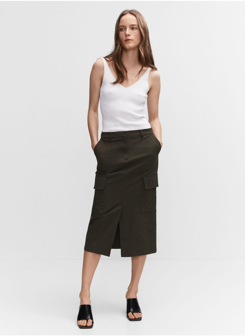 MANGO - V-Neck Knitted Top - Image 1