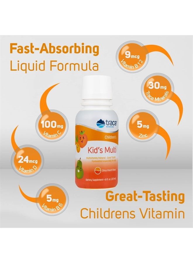 Trace Minerals Kid's Multi Liquid Multivitamin Supplement with Vitamin C, Zinc, Minerals | Supports Healthy Bones and Immunity | Natural Citrus Punch Flavor | 48 Servings, 8 fl oz (1 Pack) - Image 4
