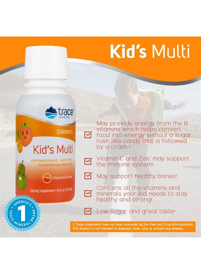Trace Minerals Kid's Multi Liquid Multivitamin Supplement with Vitamin C, Zinc, Minerals | Supports Healthy Bones and Immunity | Natural Citrus Punch Flavor | 48 Servings, 8 fl oz (1 Pack) - Image 2