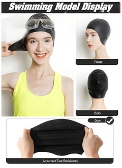 Vergali Silicone Swimming Cap with Ear Protection 3D Ergonomic Design Comfortable for Adult Men Women Long Hair Protecting Ears and Hair from Chlorine, Bacteria, Sand in the Water Odorless and Skin Friendly，Durable Flexible，1 Pack  - Image 2