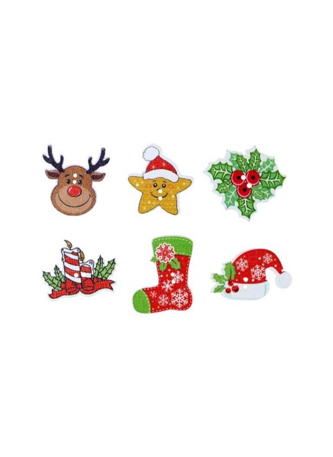 50pcs Wooden Christmas Buttons Sewing Craft Buttons Mini Reindeer Christmas Hat Embellishments Mixed Pattern