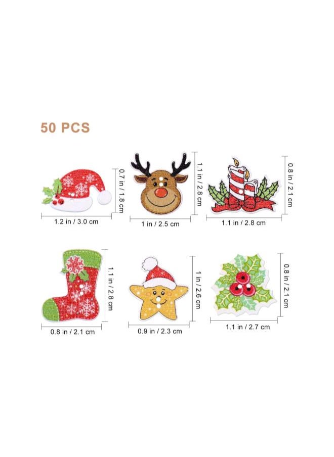50pcs Wooden Christmas Buttons Sewing Craft Buttons Mini Reindeer Christmas Hat Embellishments Mixed Pattern