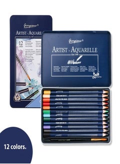 Giorgione Water-Soluble Colored Pencils Set – 12 Colors with Ergonomic Triangular Design  - Image 1