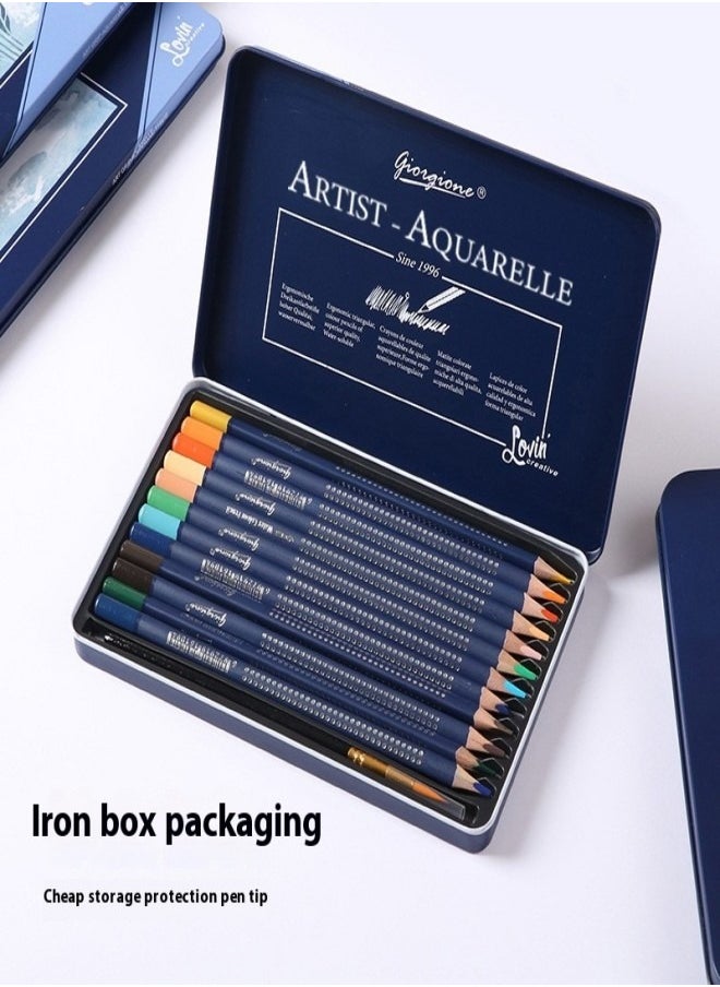 Water-Soluble Colored Pencils Set – 12 Colors with Ergonomic Triangular Design