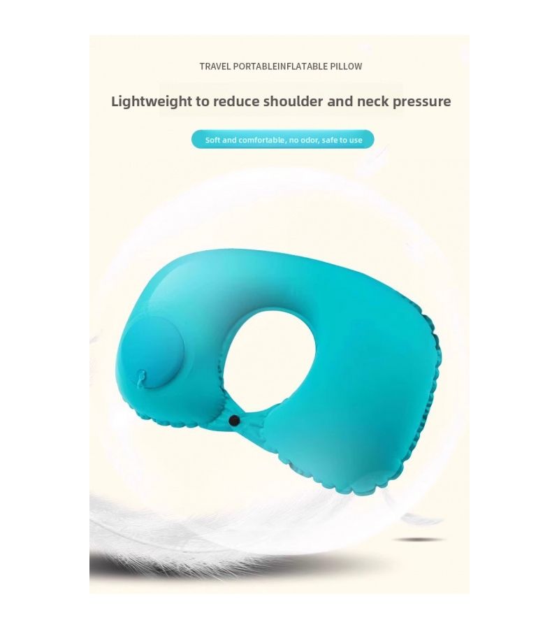 Flocked U Shaped Pillow Light Gray 1 Pack Portable Inflatable Travel Neck Cushion with Pressured Air Fill System Fast Charging Foldable Storage for Airplane Car Bus - Image 5