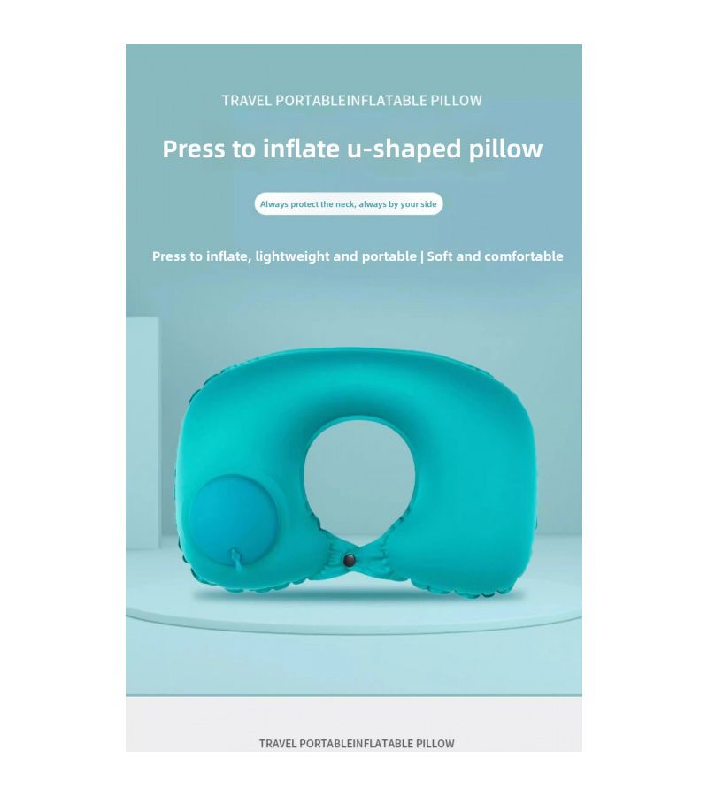 Flocked U Shaped Pillow Light Gray 1 Pack Portable Inflatable Travel Neck Cushion with Pressured Air Fill System Fast Charging Foldable Storage for Airplane Car Bus - Image 2