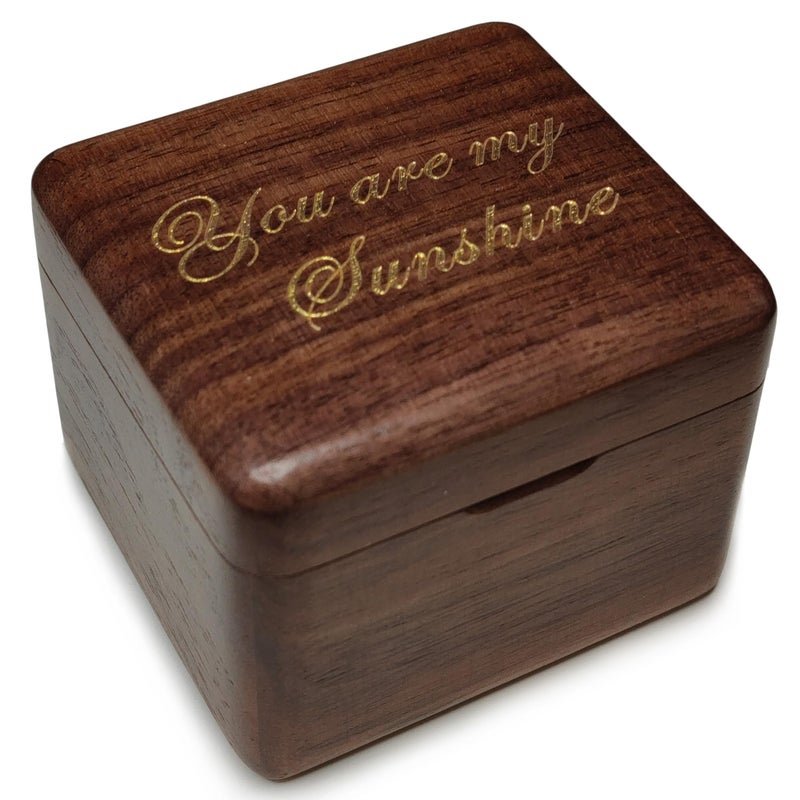 falado Natural Solid Wood Laser Engraved You are My Sunshine Music Box, Mini Photo Frame Musical Box, Tune of You are My Sunshine. (Walnut Wood) - Image 1