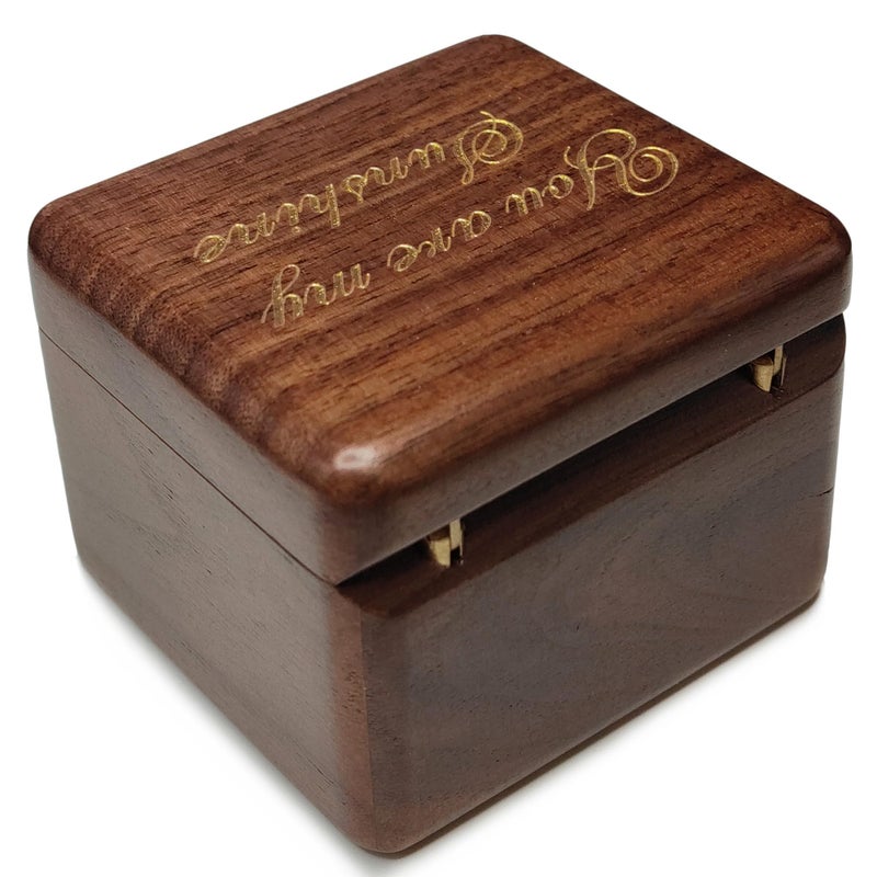 falado Natural Solid Wood Laser Engraved You are My Sunshine Music Box, Mini Photo Frame Musical Box, Tune of You are My Sunshine. (Walnut Wood) - Image 4