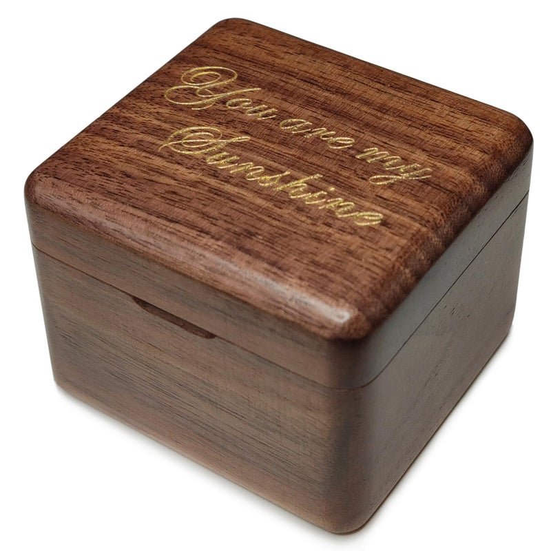 falado Natural Solid Wood Laser Engraved You are My Sunshine Music Box, Mini Photo Frame Musical Box, Tune of You are My Sunshine. (Walnut Wood) - Image 3