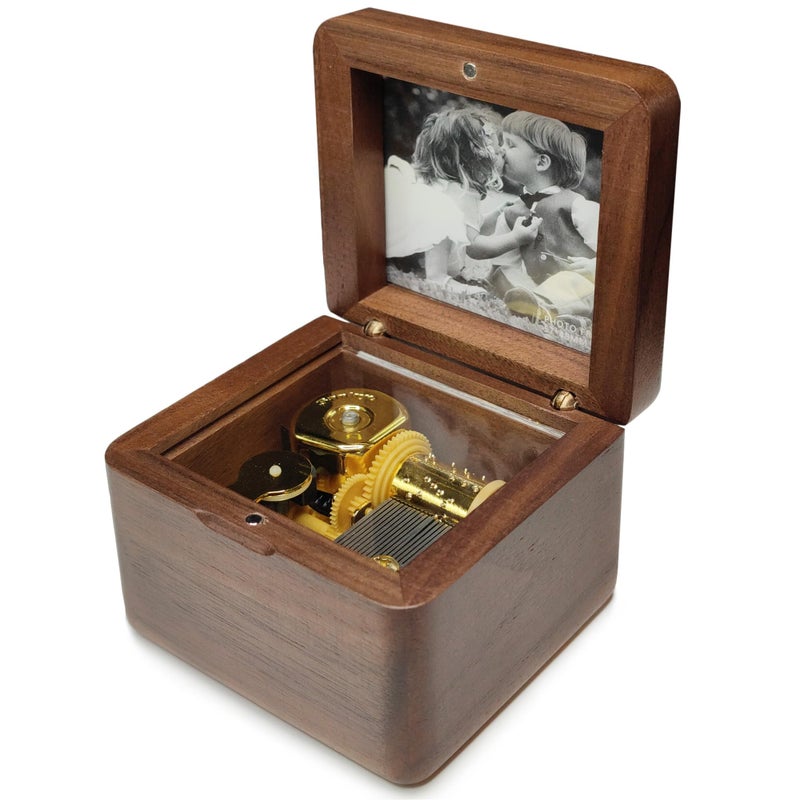 falado Natural Solid Wood Laser Engraved You are My Sunshine Music Box, Mini Photo Frame Musical Box, Tune of You are My Sunshine. (Walnut Wood) - Image 2