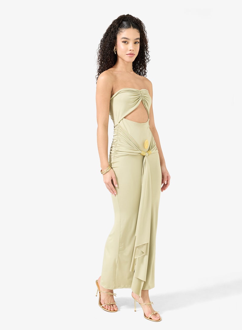 Ginger Sweetheart Neckline Bandeau Dress with Gold Accent - Image 4