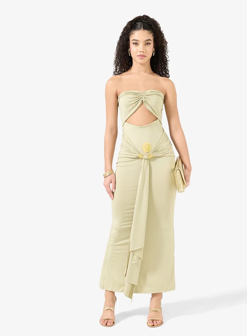 Ginger Sweetheart Neckline Bandeau Dress with Gold Accent