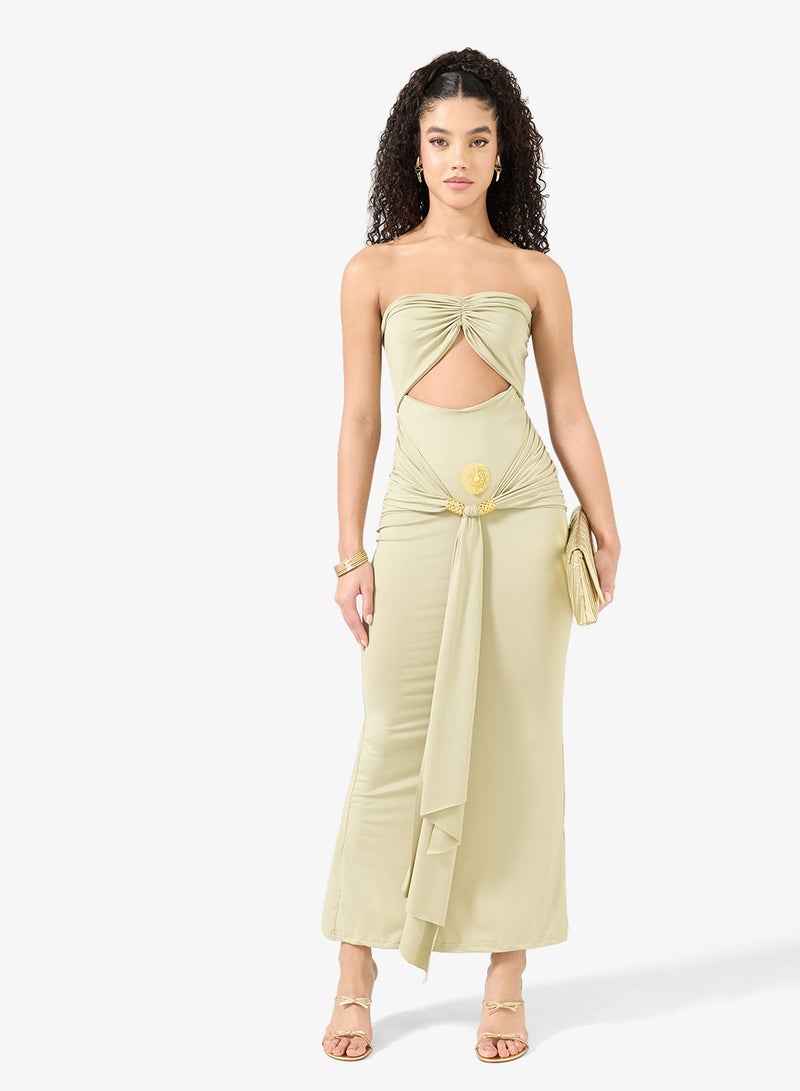 Ginger Sweetheart Neckline Bandeau Dress with Gold Accent - Image 1