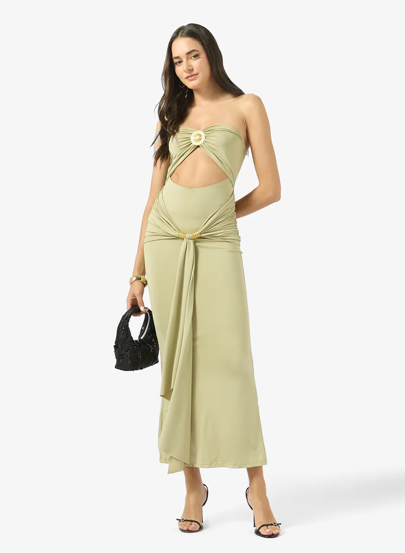 Ginger  Sweetheart Neckline Bandeau Dress with Gold Accent for Women | Best Price UAE