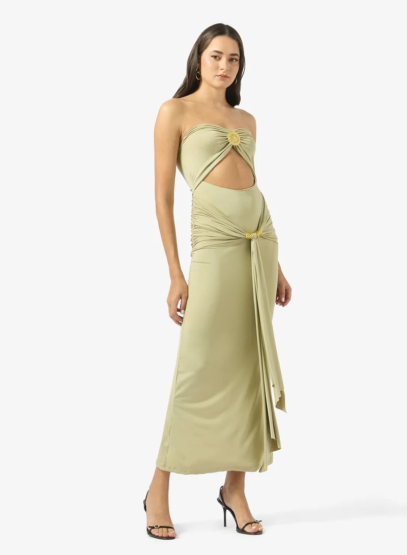 Ginger Sweetheart Neckline Bandeau Dress with Gold Accent