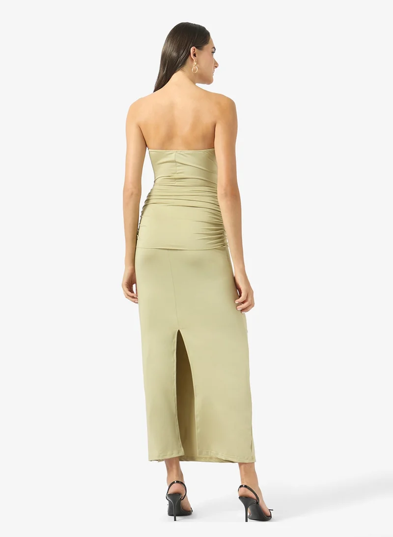 Ginger Sweetheart Neckline Bandeau Dress with Gold Accent