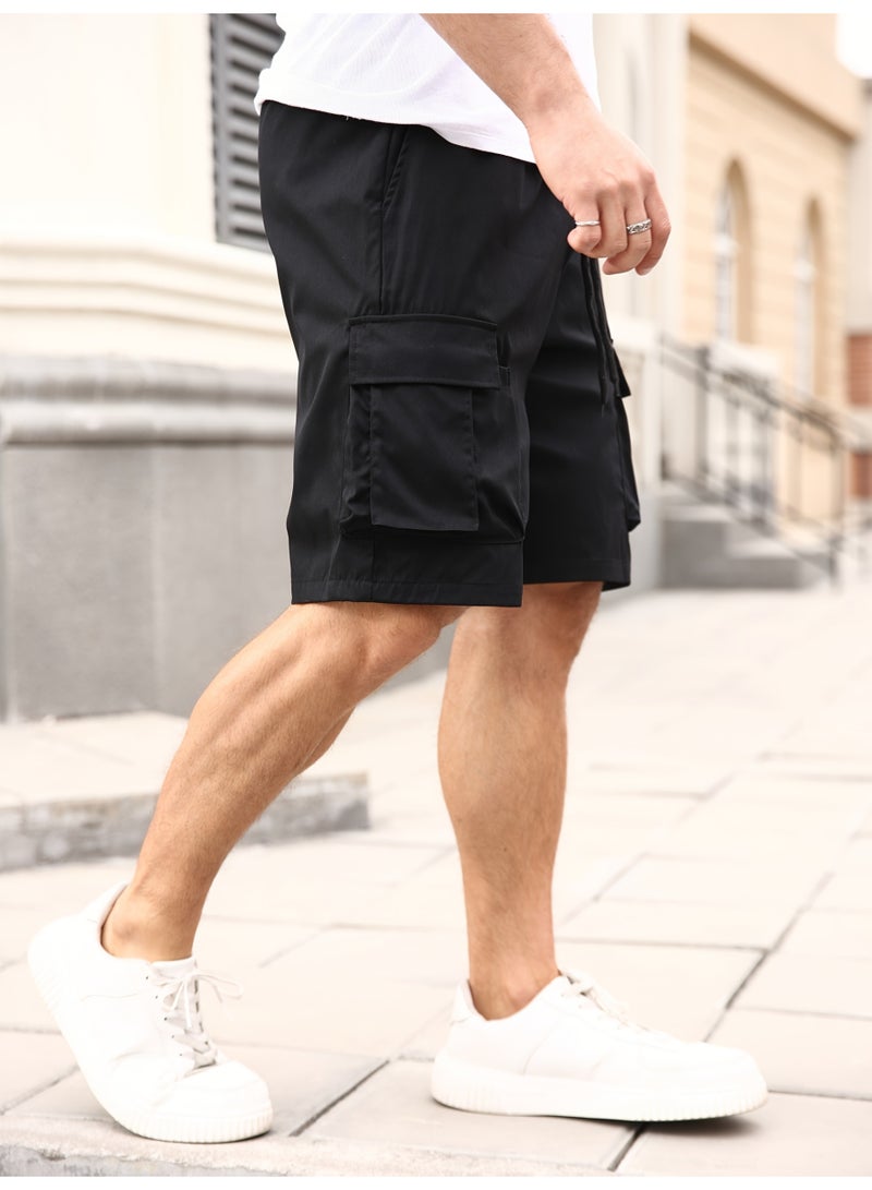 Men's Fashion Simple Solid Color Overalls Shorts - Image 5