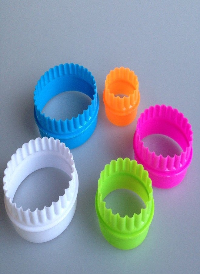 JoyGlobal Set of 5 Pieces Cookie Cutter Two Sided Round Cookie Cutters Biscuit Cutter Different Sizes Assorted Colors - Image 1