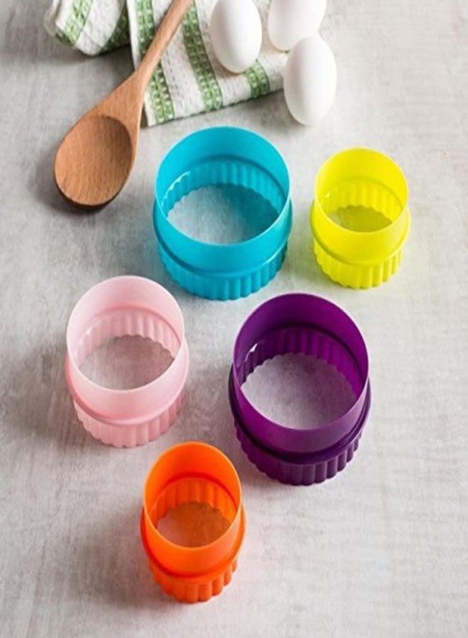 JoyGlobal Set of 5 Pieces Cookie Cutter Two Sided Round Cookie Cutters Biscuit Cutter Different Sizes Assorted Colors - Image 2