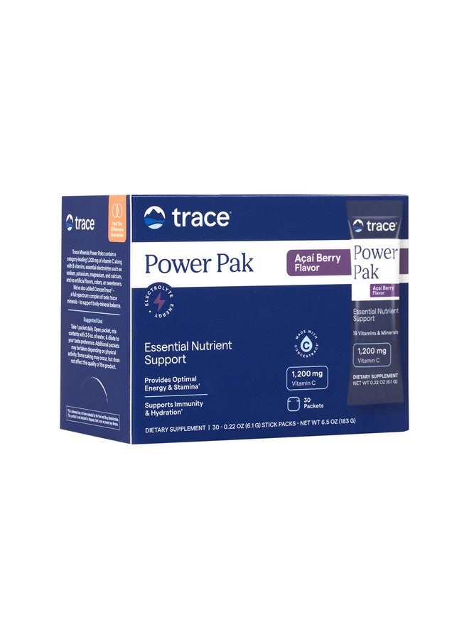 تراس مينيرالز معادن أثرية | عبوات مسحوق إلكتروليت باور باك | 1200 مجم فيتامين سي والزنك والمغنيسيوم | تعزيز المناعة والترطيب والطاقة الطبيعية | توت أكاي | 30 عبوة - Image 1