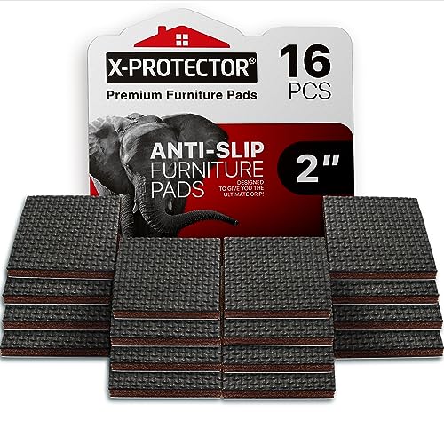 X-PROTECTOR Non Slip Furniture Pads - 16 Premium Furniture Grippers 2"! Self-Adhesive Rubber Feet Furniture Feet - Ideal Non Skid Furniture Pad Floor Protectors - Keep Furniture in Place! - Image 1