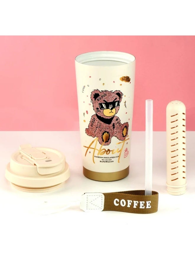 LITTLE SURPRISE BOX RoseGold Ted Stainless Steel premium Insulated Detox Infuser Bottle with Tea and Fruit Infuser attachment, 520ml - Image 3