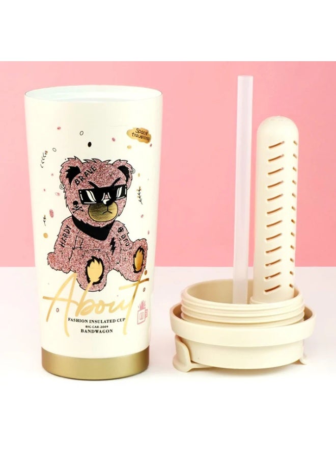 LITTLE SURPRISE BOX RoseGold Ted Stainless Steel premium Insulated Detox Infuser Bottle with Tea and Fruit Infuser attachment, 520ml - Image 4