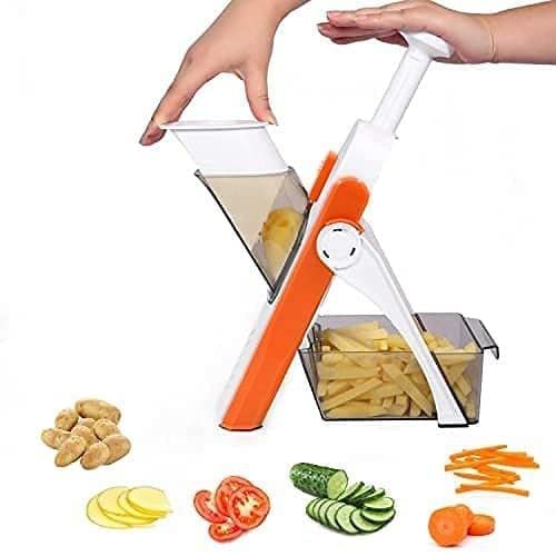 Aktnil Home Multifunctional Kitchen Vegetable Cutter Mandoline Chopper with Stainless Steel Blades Vegetable Shredder Grinder Slicer and Salad Maker Machine - Image 2